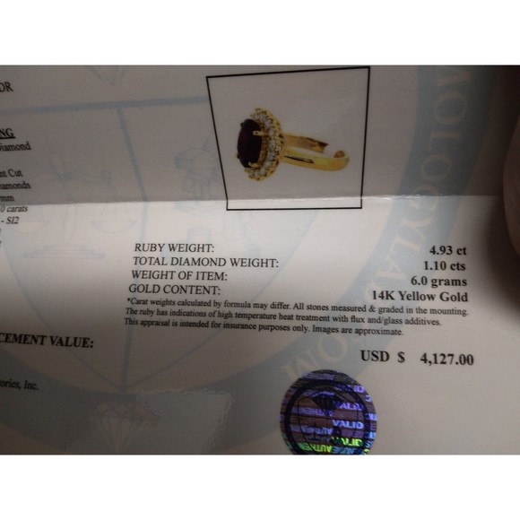 14kt Yellow Gold Ruby Dimond Ring (Round prongs) - Picture 6 of 6